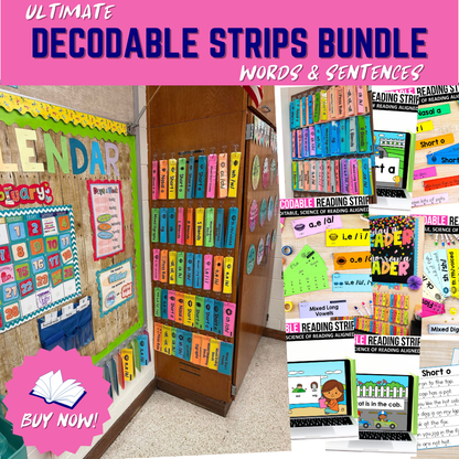 Decodable Words and Sentences Strips MEGA BUNDLE (Editable) - Aligned with Science of Reading for Grades K-2